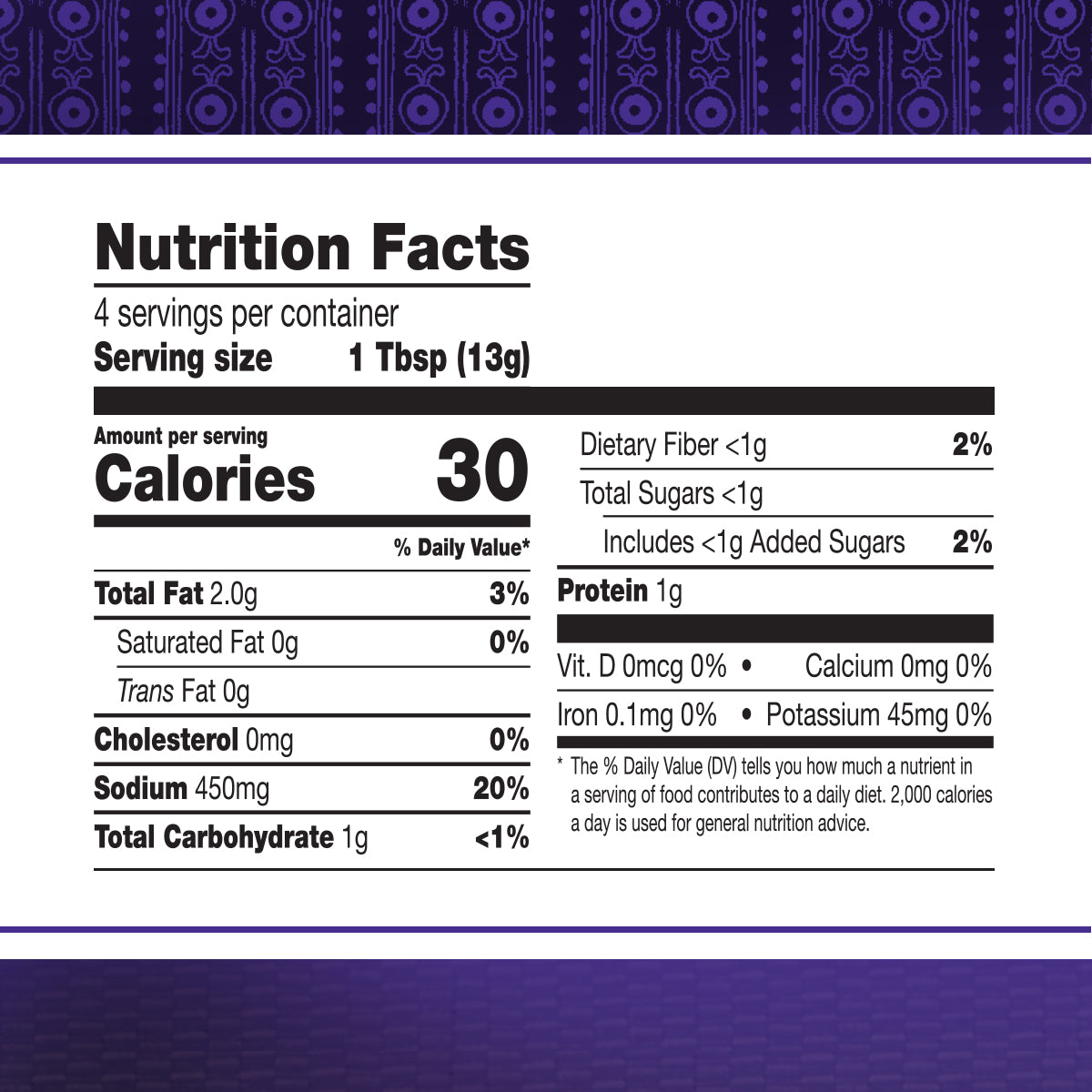 Asian Home Gourmet Spice Paste for Butter Chicken Nutrition Facts.
