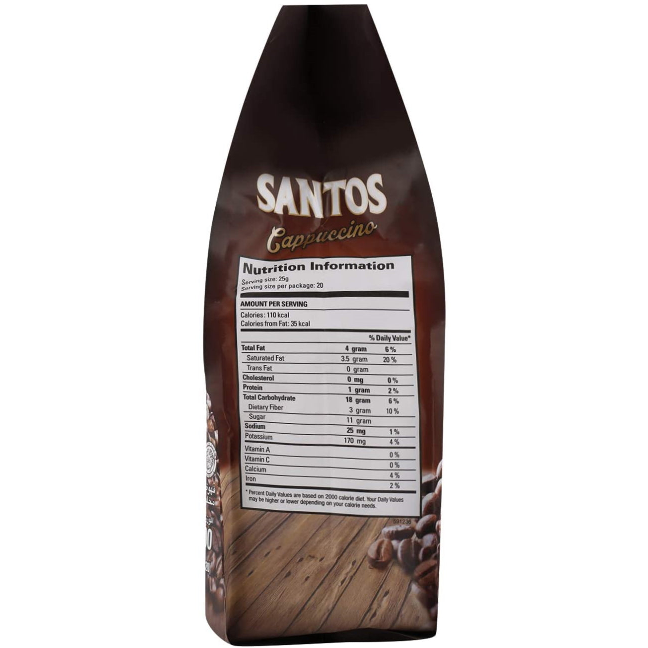 Santos Cappuccino Coffee side POV (Nutrition Information)