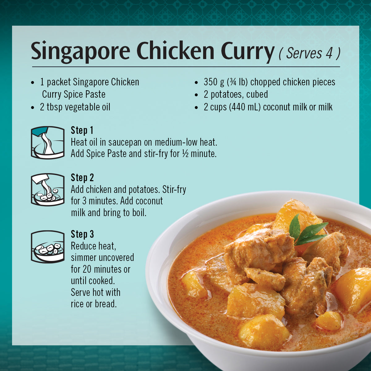 Cooking instruction of how to cook Singapore Chicken Curry.