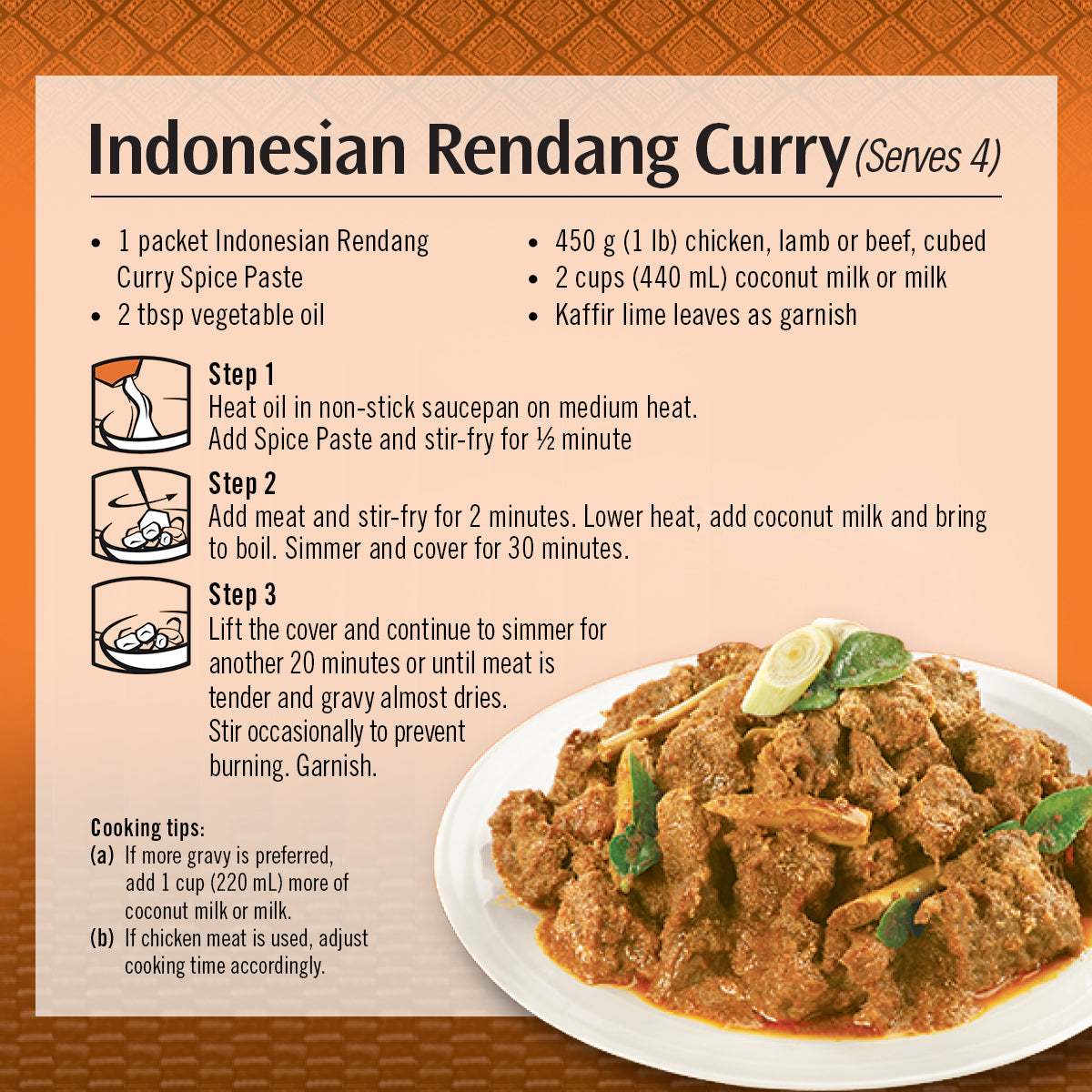 Asian Home Gourmet Indonesian Rendang Curry Cooking instruction.
