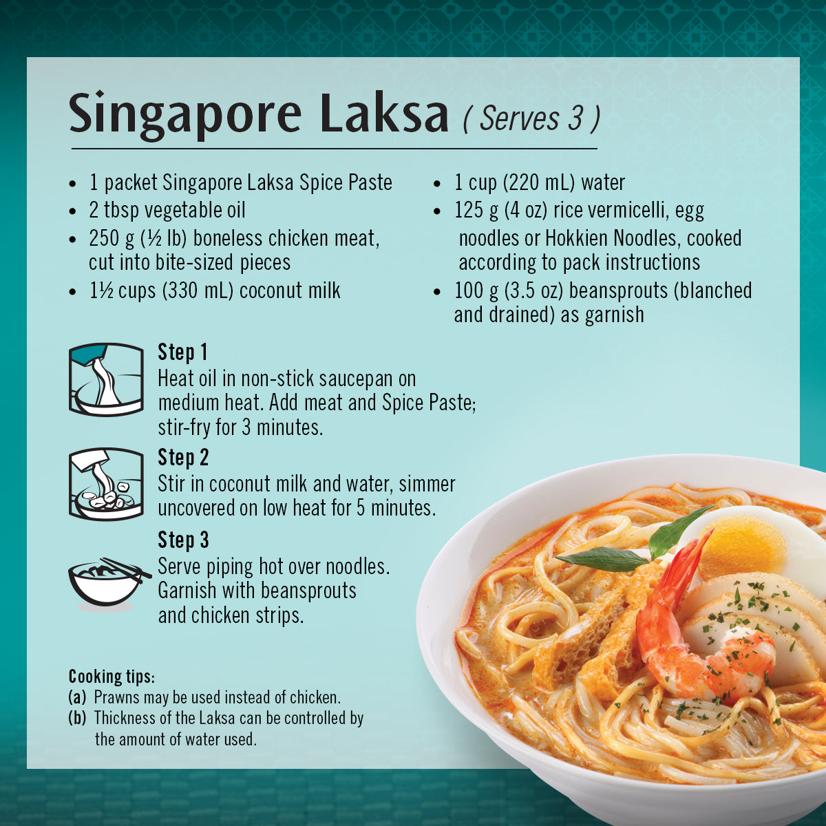 Asian Home Gourmet Singapore Laksa cooking instruction.