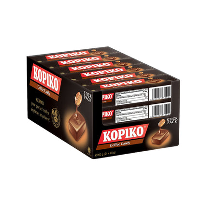 Kopiko Coffee Candy Stick Pack 40 g. Enjoy Coffee Anytime, Anywhere! World's #1 Hard Coffee Candy Made from Real Coffee Extract (Pack of 24)