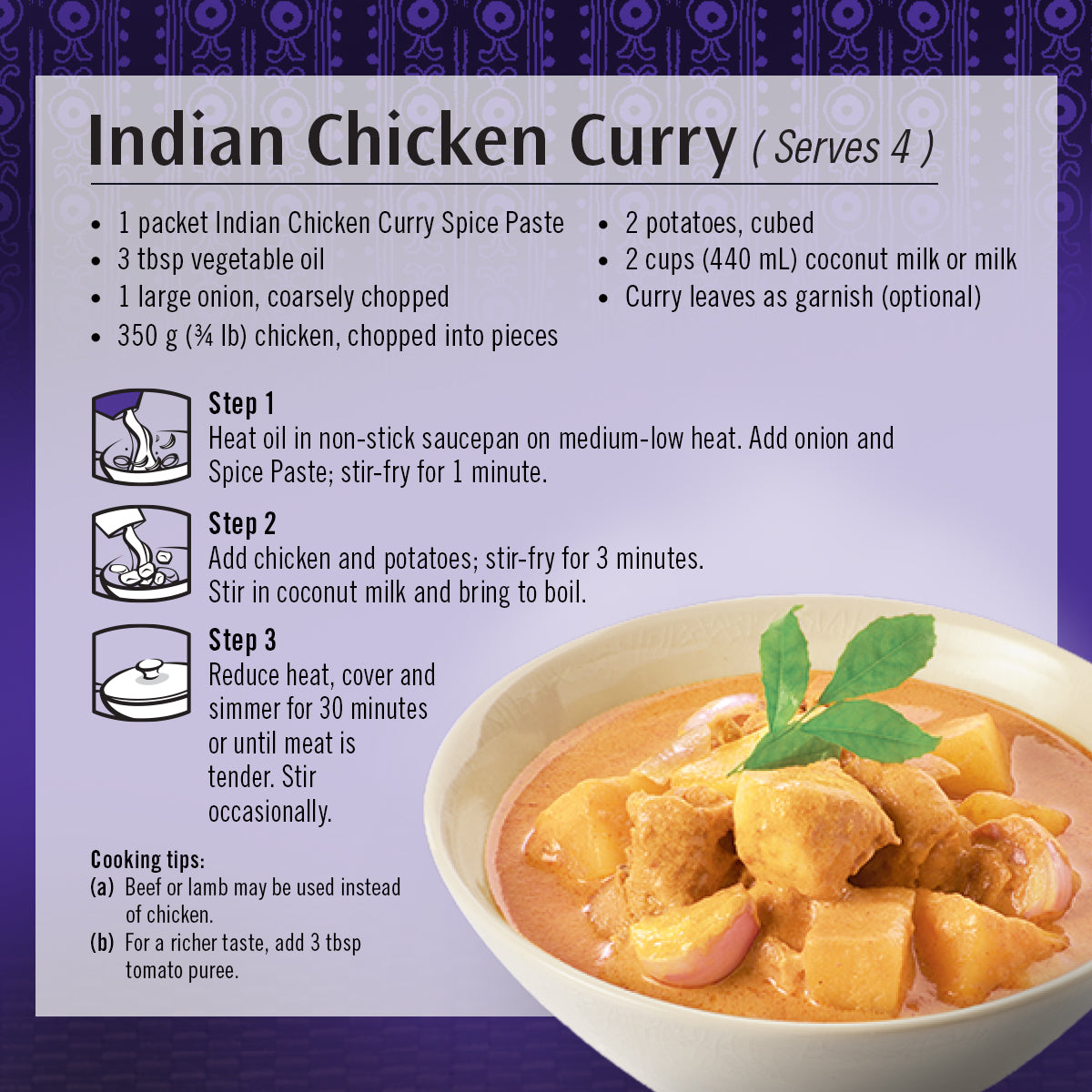 Asian Home Gourmet Indian Chicken Curry cooking instruction. 