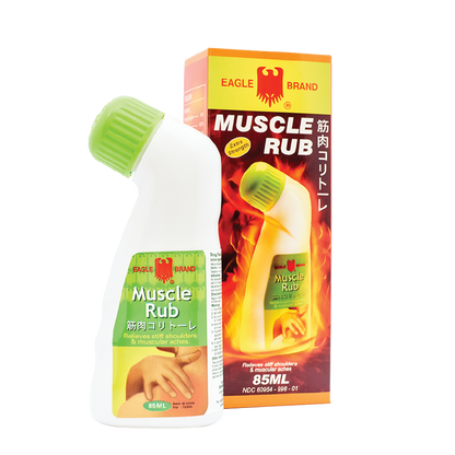 Eagle Brand Extra Strength Muscle Rub for relieves stiff shoulders & muscular aches. Roll-on bottle 85ml.